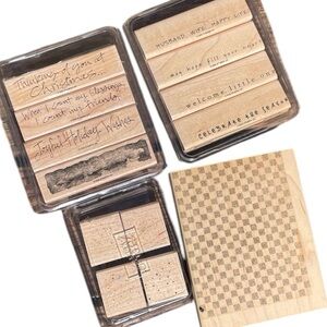 Wood Block Stamps 13 PIECES STAMPIN UP   Checkerboard Itty Bitty Fun Phrases